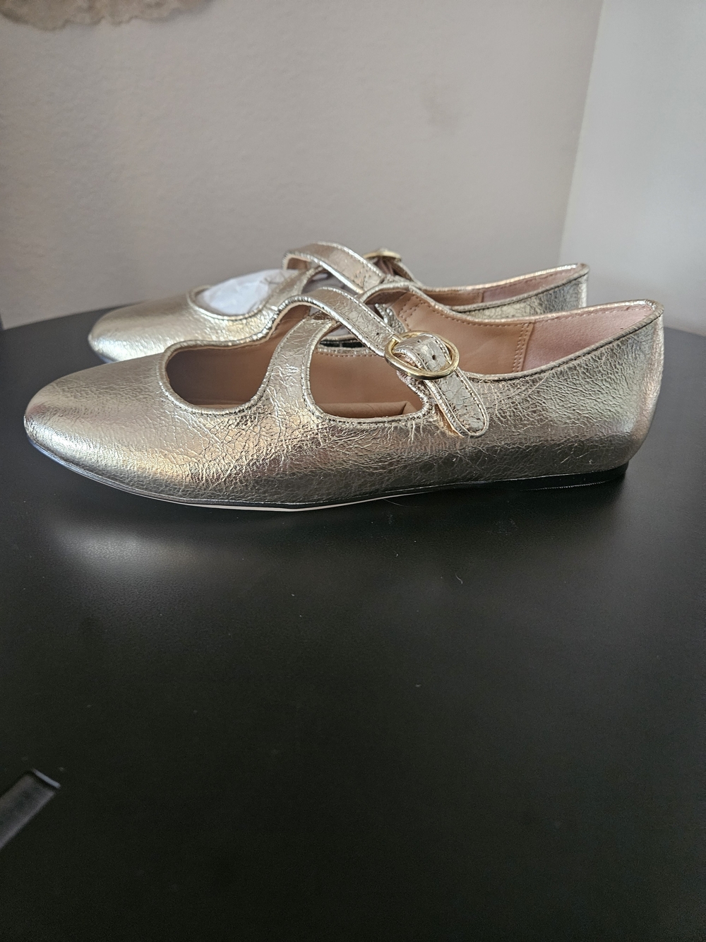 ✨ NWT A New Day Tasmin Metallic Gold Crisscross Mary Jane Flats ✨ Womans Size 7 - Picture 13 of 16